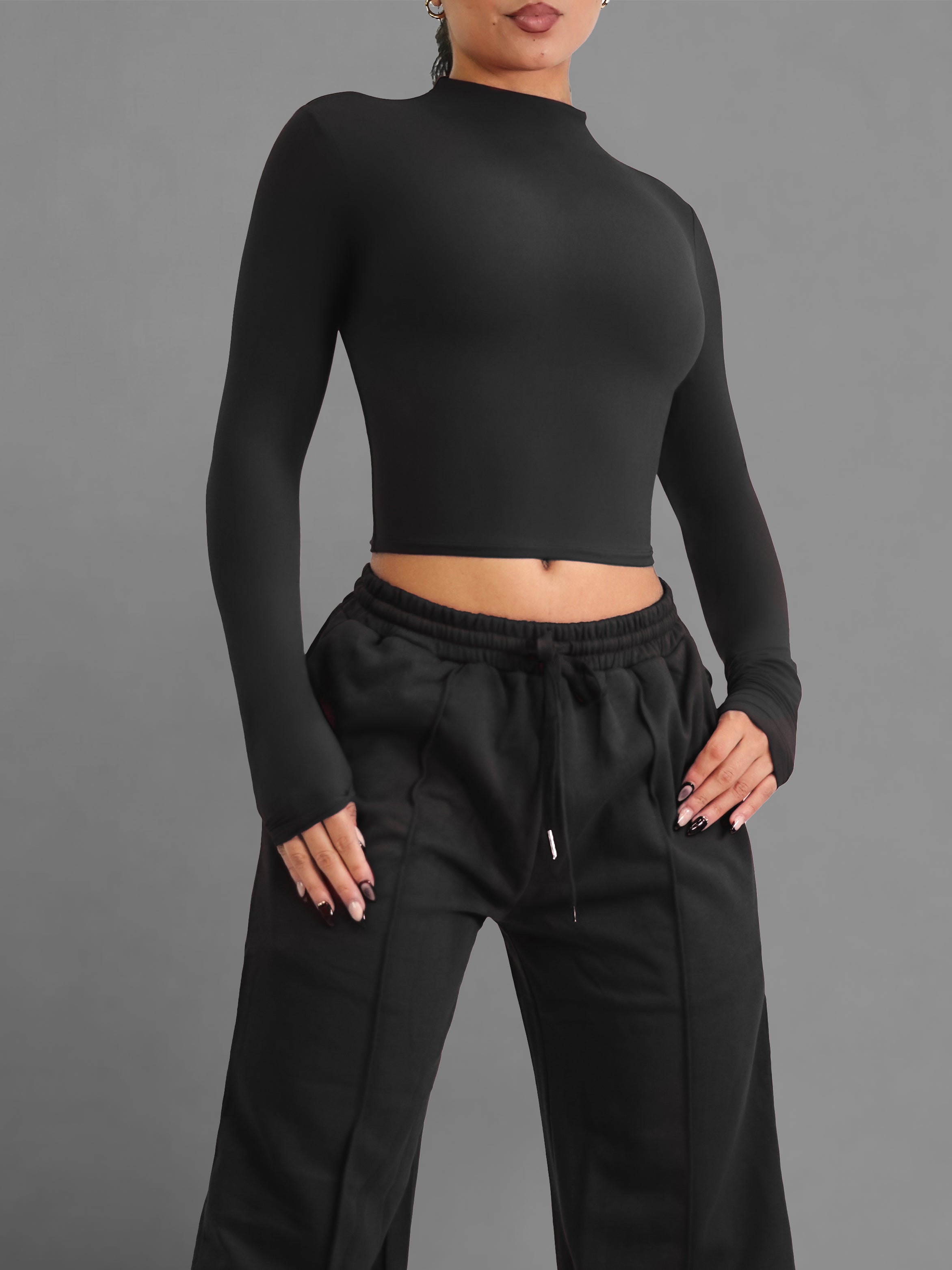 Charmed Long Sleeve Women's Tops - Soft Stretch Casual Blouse (Black) | Perfect for Office Wear, Date Night & Fall Layering