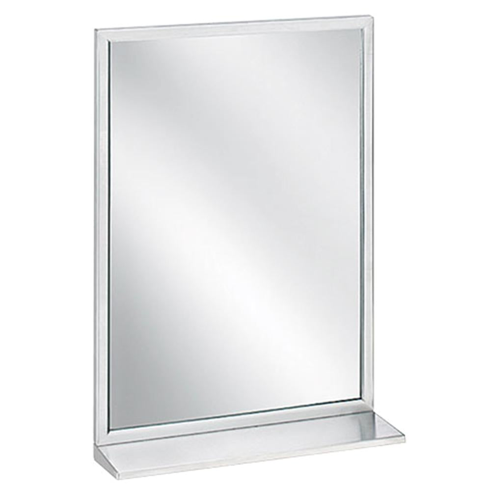 Bradley 7805 01836 Bradex Framed Wall Mirror with Shelf - Satin Finish, Surface Mounted Bathroom Vanity Mirror for Makeup & Home Decor