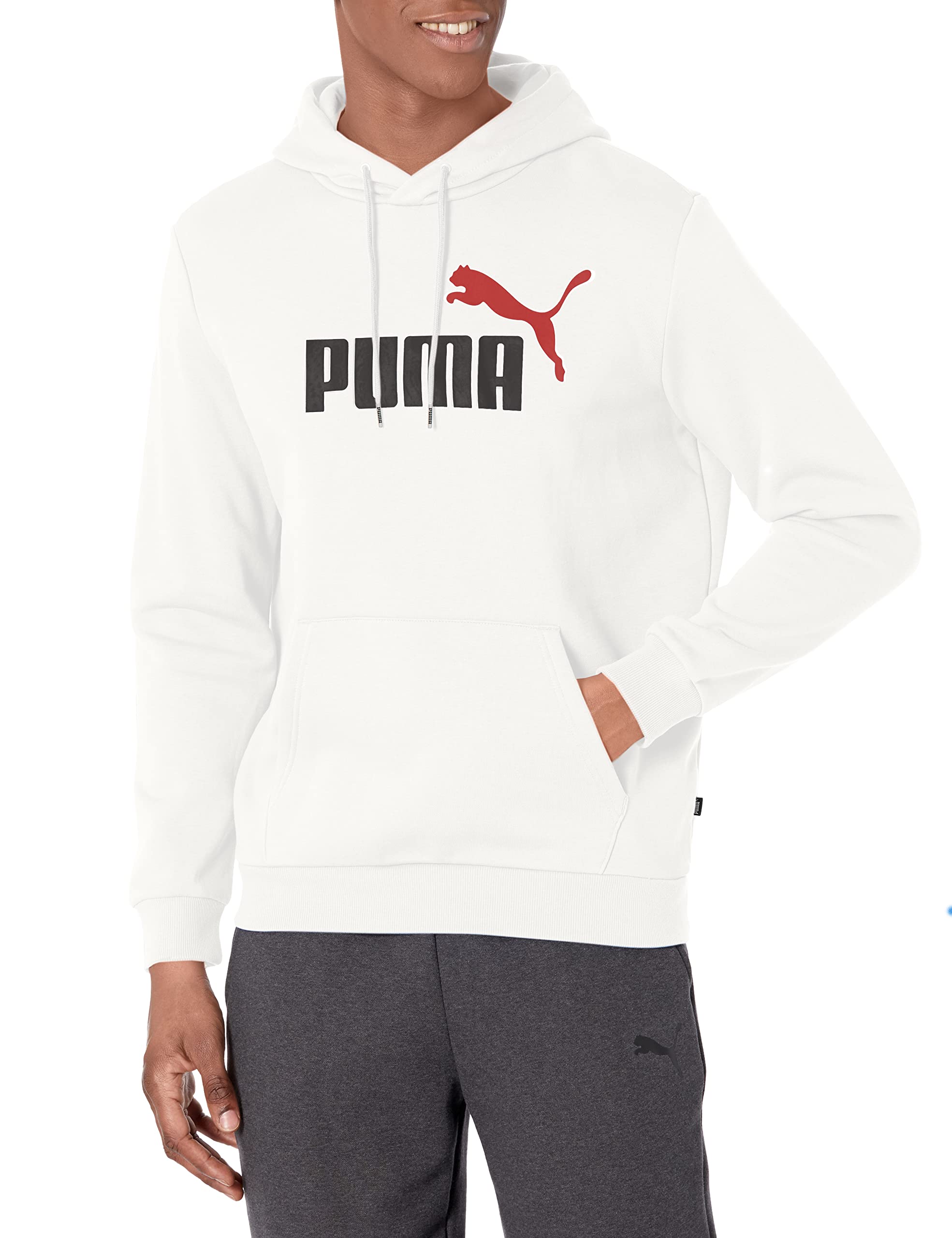 PUMA Men's Essentials+ Big Logo Fleece Hoodie - Soft & Warm Pullover Sweatshirt for Casual Wear, Gym, and Outdoor Activities