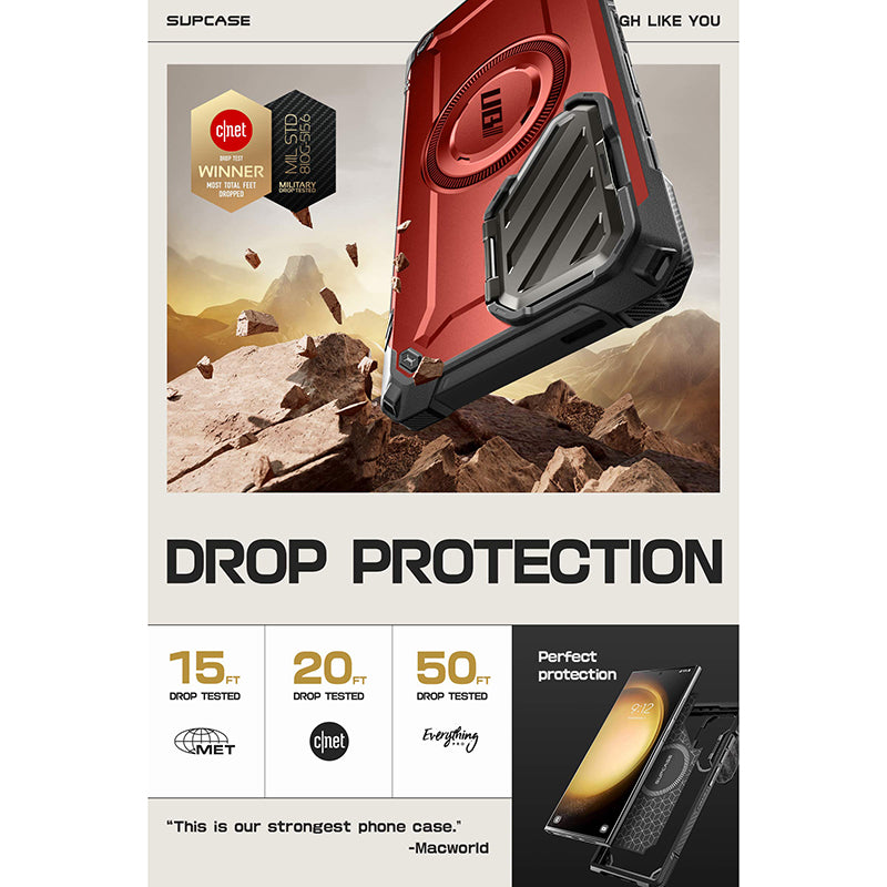 Samsung Galaxy S24 Ultra Unicorn Beetle Pro MAG XT Bumper Case - Shockproof Protective Cover with Magnetic Ring (Metallic Red) | Perfect for Outdoor Adventures, Work & Daily Use