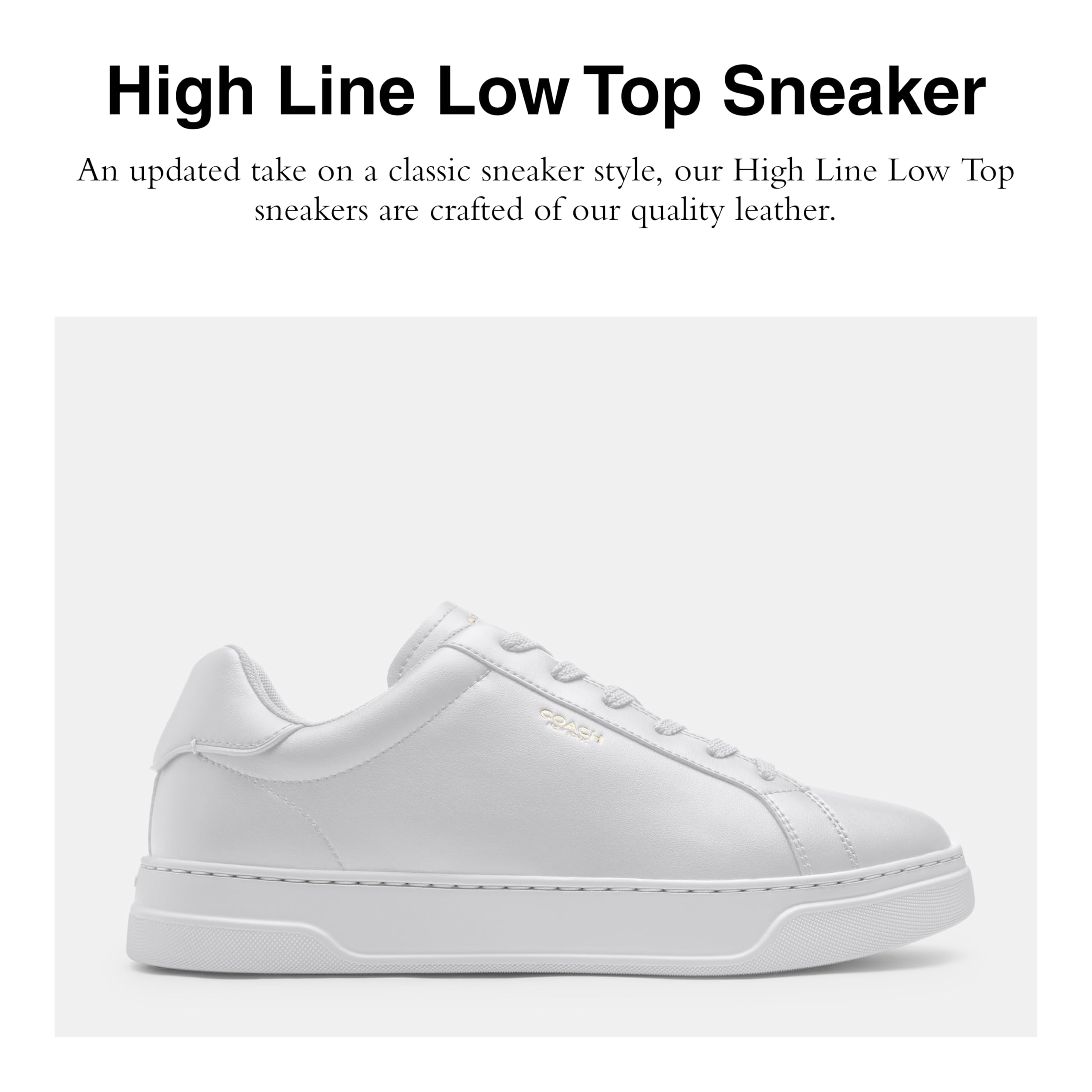 COACH Men's High Line Low Top Sneakers - Optic White Size 12 | Premium Leather Casual Shoes for Men | Perfect for Office, Dating & Weekend Outings
