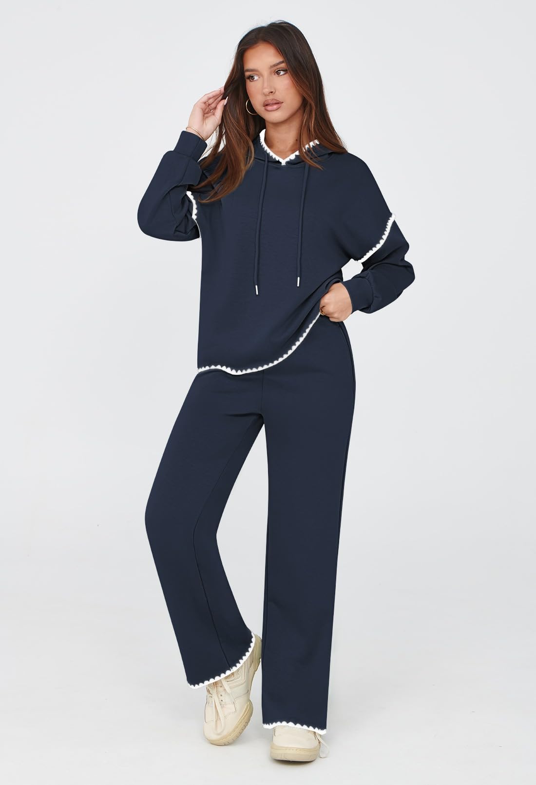 Fixmatti Women's 2-Piece Hoodie & Sweatpants Set - Long Sleeve Pullover Sweatshirt & Jogger Pants Matching Outfit for Casual Wear, Loungewear & Gym