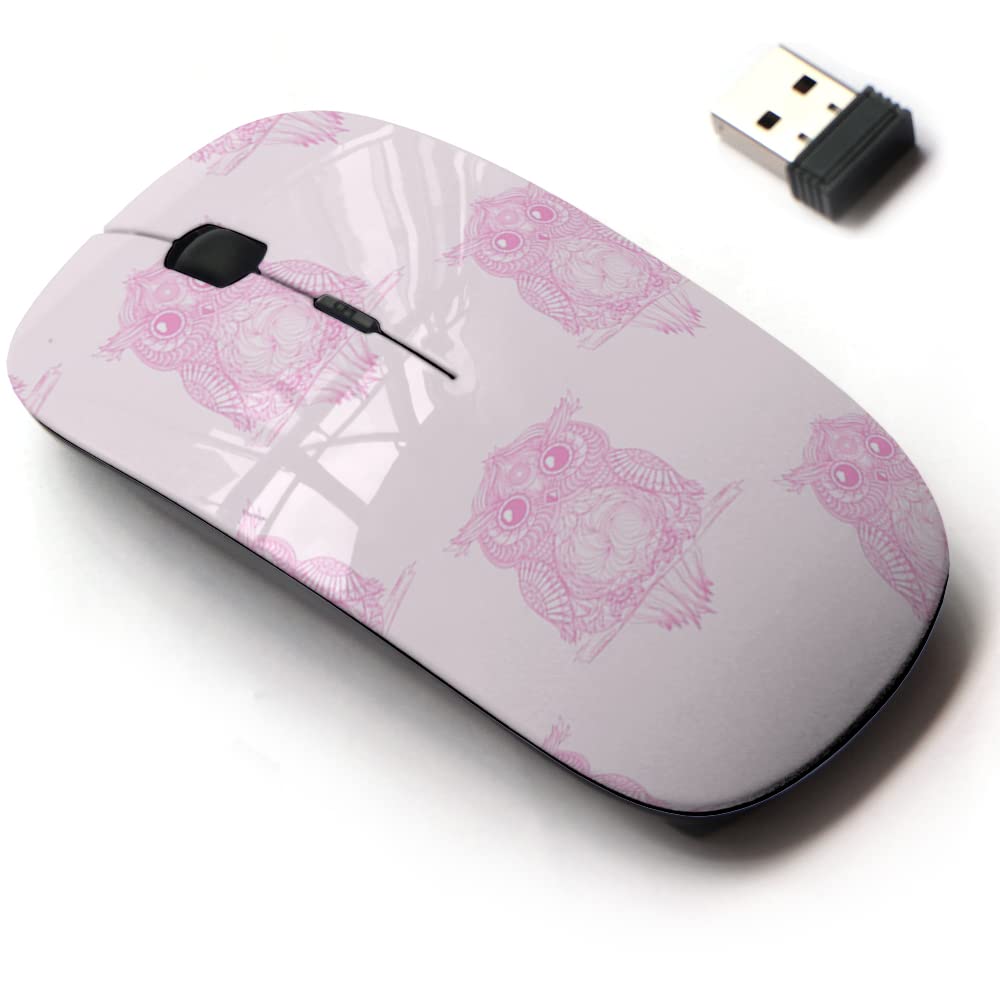 2.4G Wireless Mouse with Cute Owl Zentangle Pattern - Ergonomic Silent Click for Laptop & Desktop Computers - Includes Nano USB Receiver - Perfect for Office, Gaming & Home Use