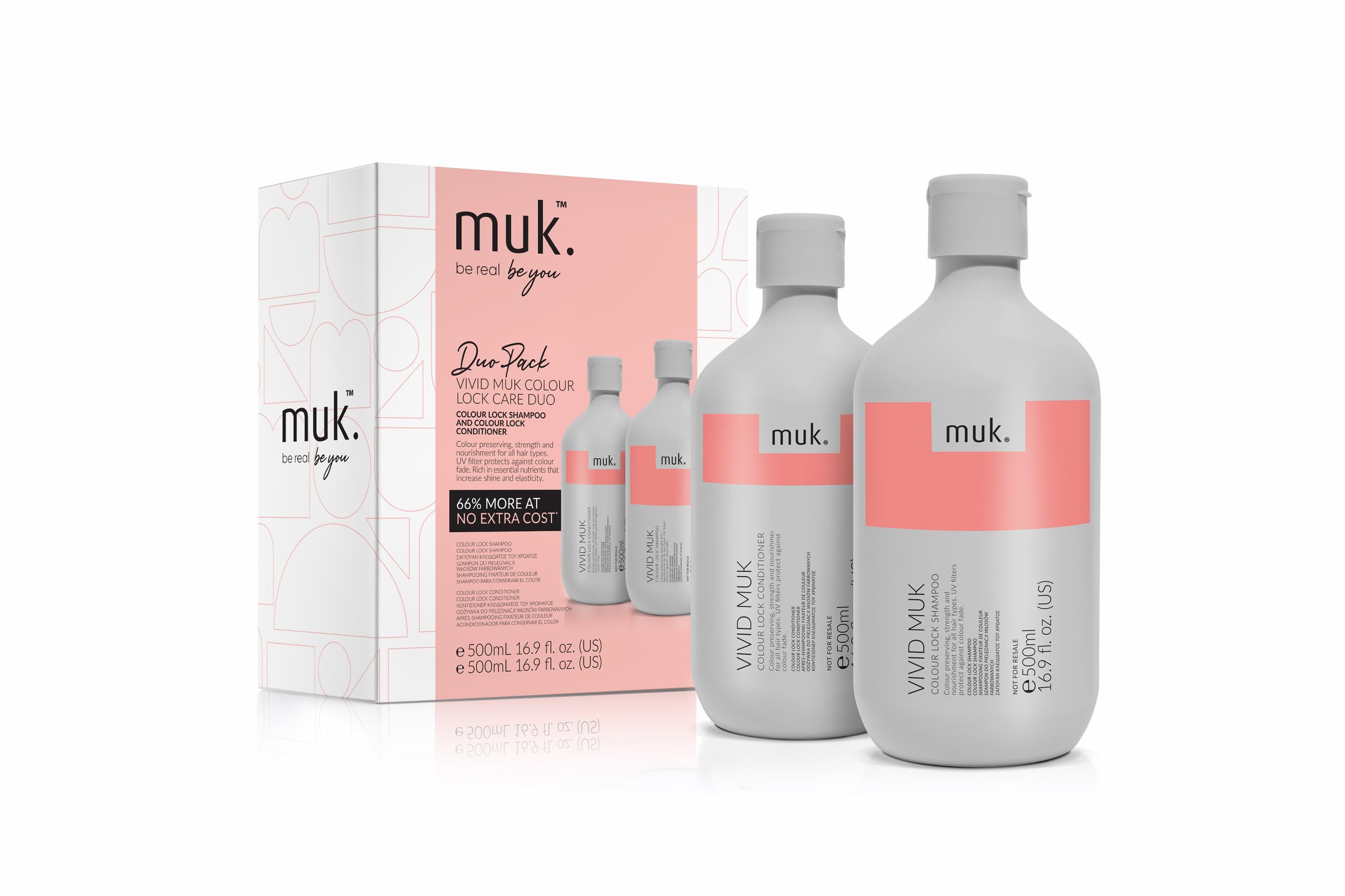 Vivid Muk Colour Lock Duo Pack: 500ml Shampoo & Conditioner Set with UV Protection - Enhances Color Brilliance & Deep Nourishment for Vibrant, Healthy Hair - Perfect for Color-Treated & Chemically Processed Hair at Home or Salon