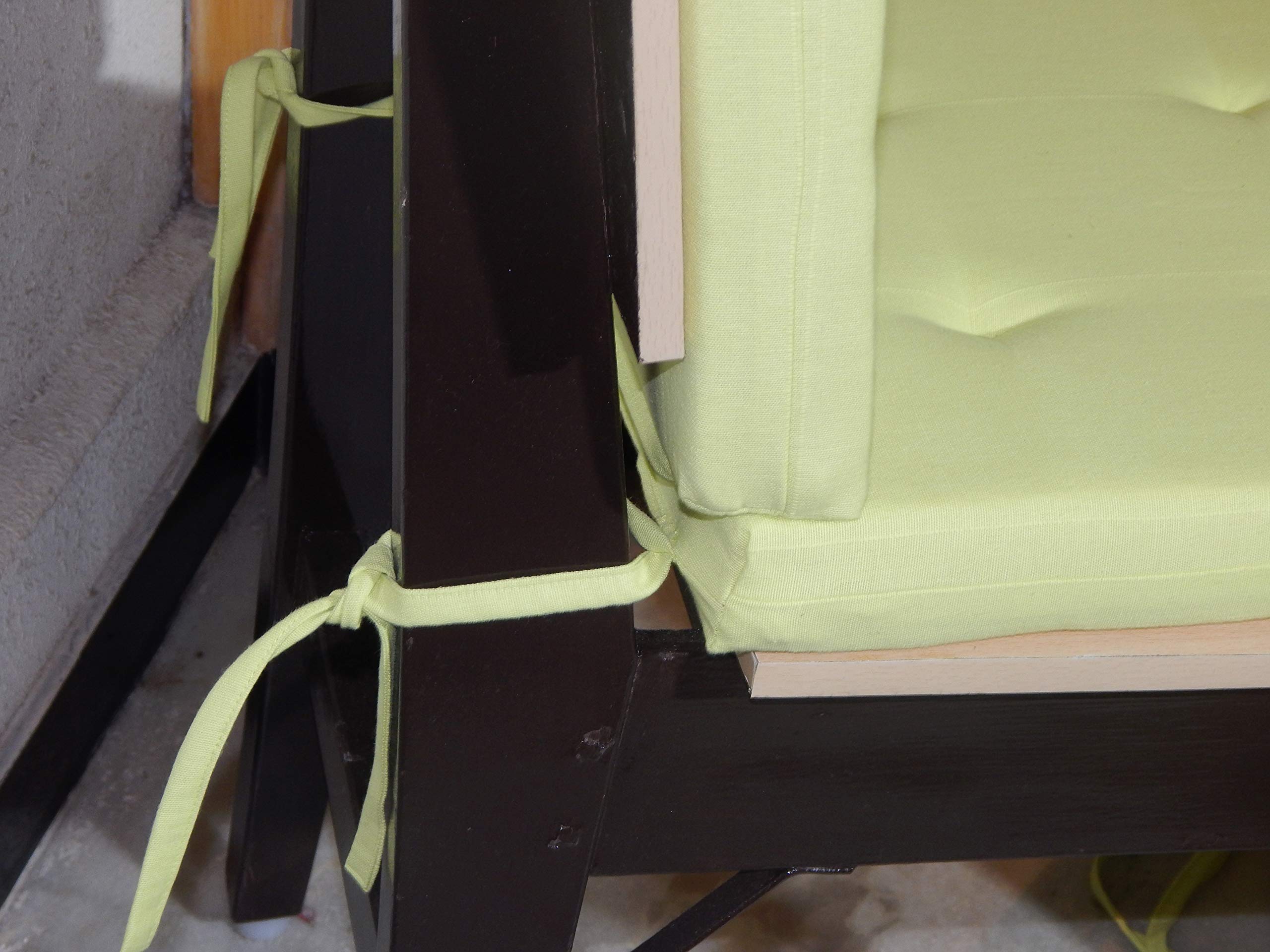 Square Chair Cushion Set of 2 - 40x40+5cm Thick Poly Fiber Filled Cotton Seat Pad - for Dining Chairs, Office Chairs, Car Seats & Stools - Lemon Green - Home & Office Comfort Upgrade