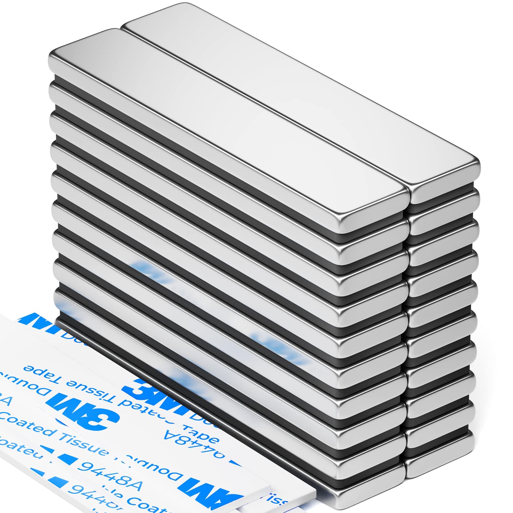 FINDMAG 20 Pack Strong Neodymium Bar Magnets & 4 Pack Magnetic Bars - Heavy Duty Refrigerator Magnets for DIY Projects, Science Experiments, Whiteboard Organization & Home Office Use