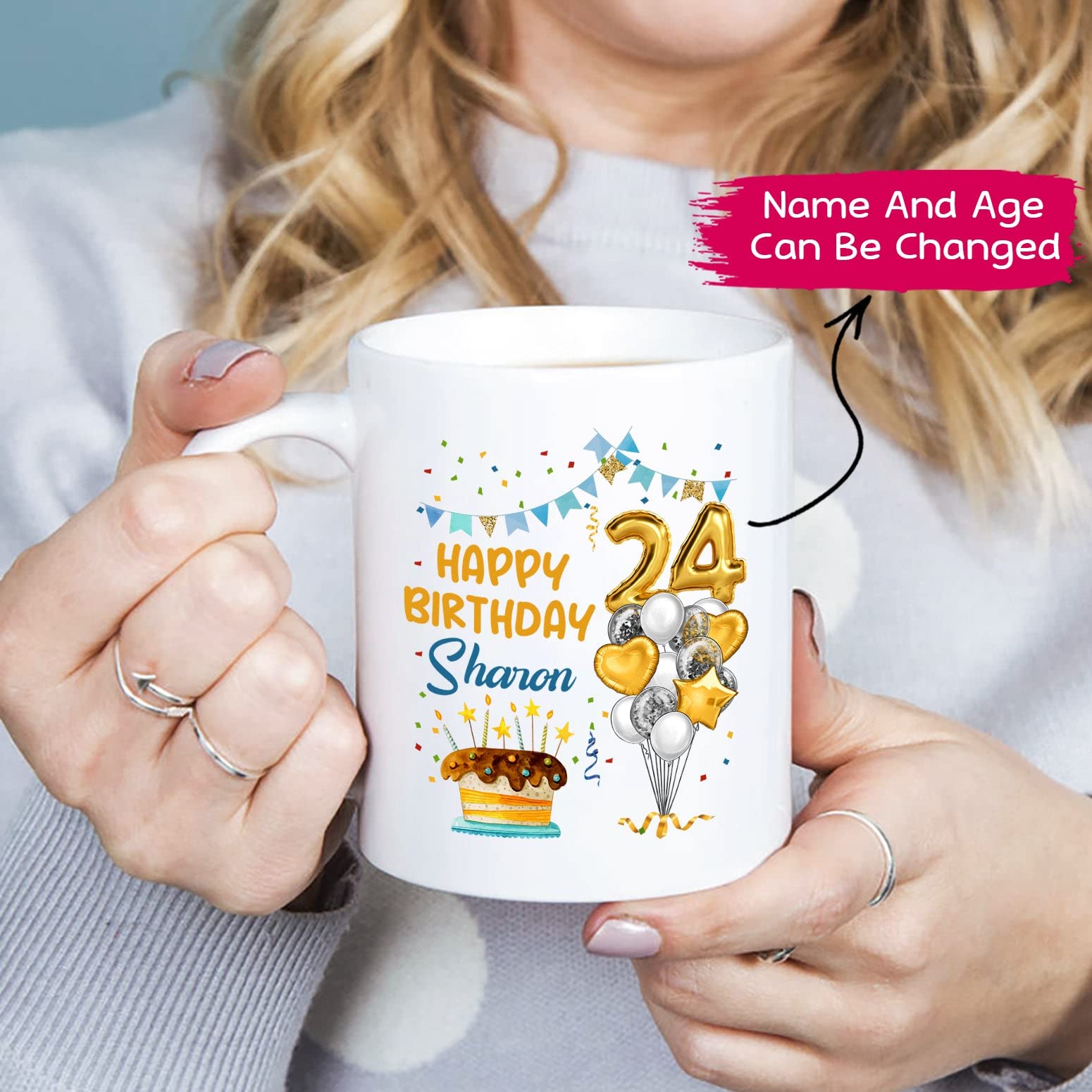 **Personalized Happy Birthday Coffee Mug - Custom Name 11oz & 15oz Porcelain Cup - Unique Birthday Gift for Women, Men, Friends - Perfect for Celebrations, Office, Home & Party Decor**