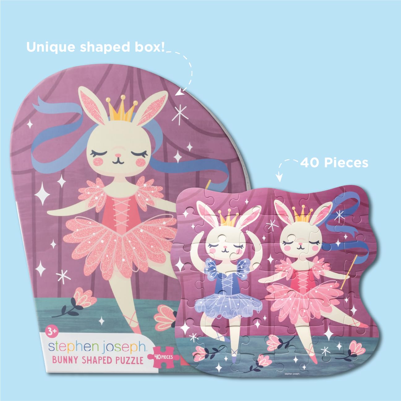 Stephen Joseph Unicorn Shaped Jigsaw Puzzle - 40 Piece Preschool Toddler Puzzle for Kids Ages 3-5 | Fun Learning Toy for Early Childhood Development & Birthday Gifts | Perfect for Playtime, Classroom Activities & Travel Entertainment