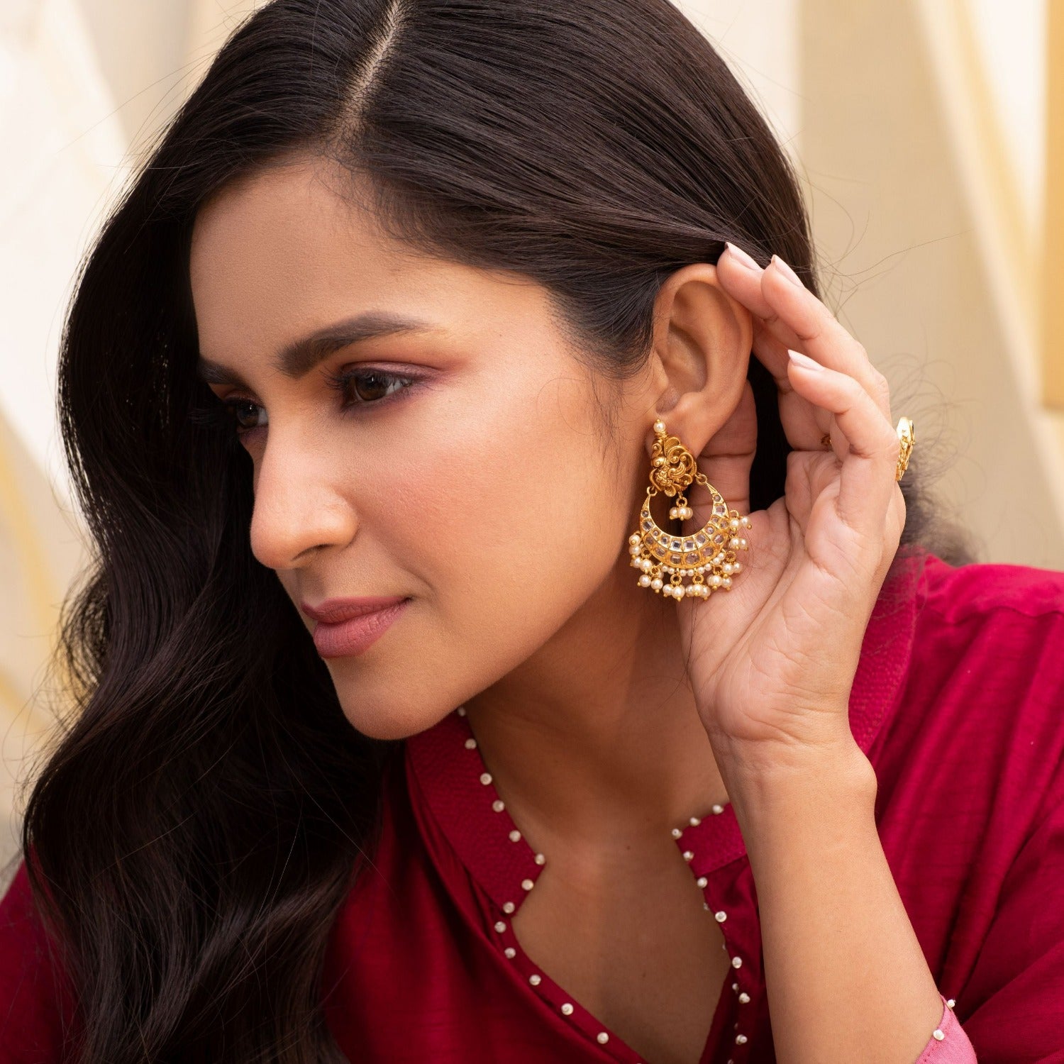 Exquisite Peacock Classic Antique Chandbali Earrings - Traditional Indian Jewelry for Women - Perfect for Weddings, Parties & Ethnic Fashion