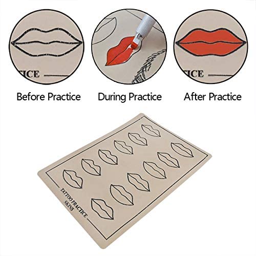 Microblading Practice Skin for Lips & Eyebrows - Realistic Double-Sided Tattoo Training Skin for Permanent Makeup, Microblading & Needling (10 Pack) - Perfect for Tattoo Artists & Beginners Practice