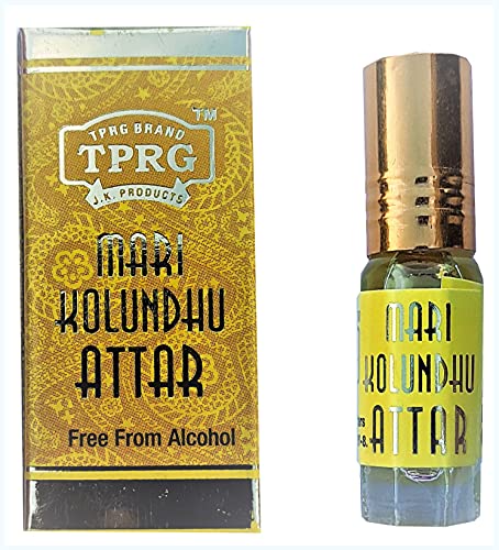 3V PRODUCTS Marikolundhu Attar - 12ml (TPRG) Roll On Perfume Oil for Clothes, Body & Pooja - Pack of 4x3ml - Long Lasting Fragrance for Daily Wear, Meditation & Spiritual Ceremonies