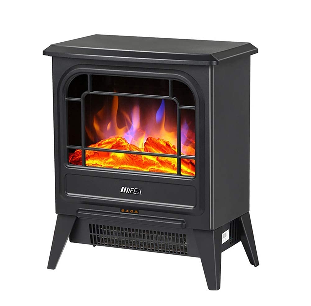 Portable Electric Fireplace Heater 900W/1800W with Realistic Wood Burner Flame Effect - Indoor Use for Living Room, Bedroom & Office