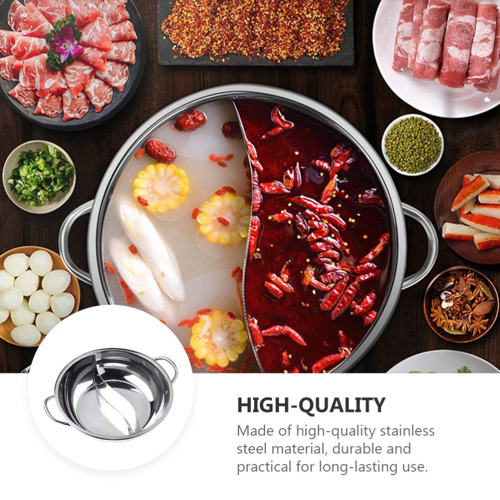 DOITOOL 1pc Stainless Steel Shabu Hot Pot with Divider - Induction & Gas Stove Compatible Cooking Pot for Home Kitchen, Perfect for Shabu Shabu, Sukiyaki, and Fondue Parties