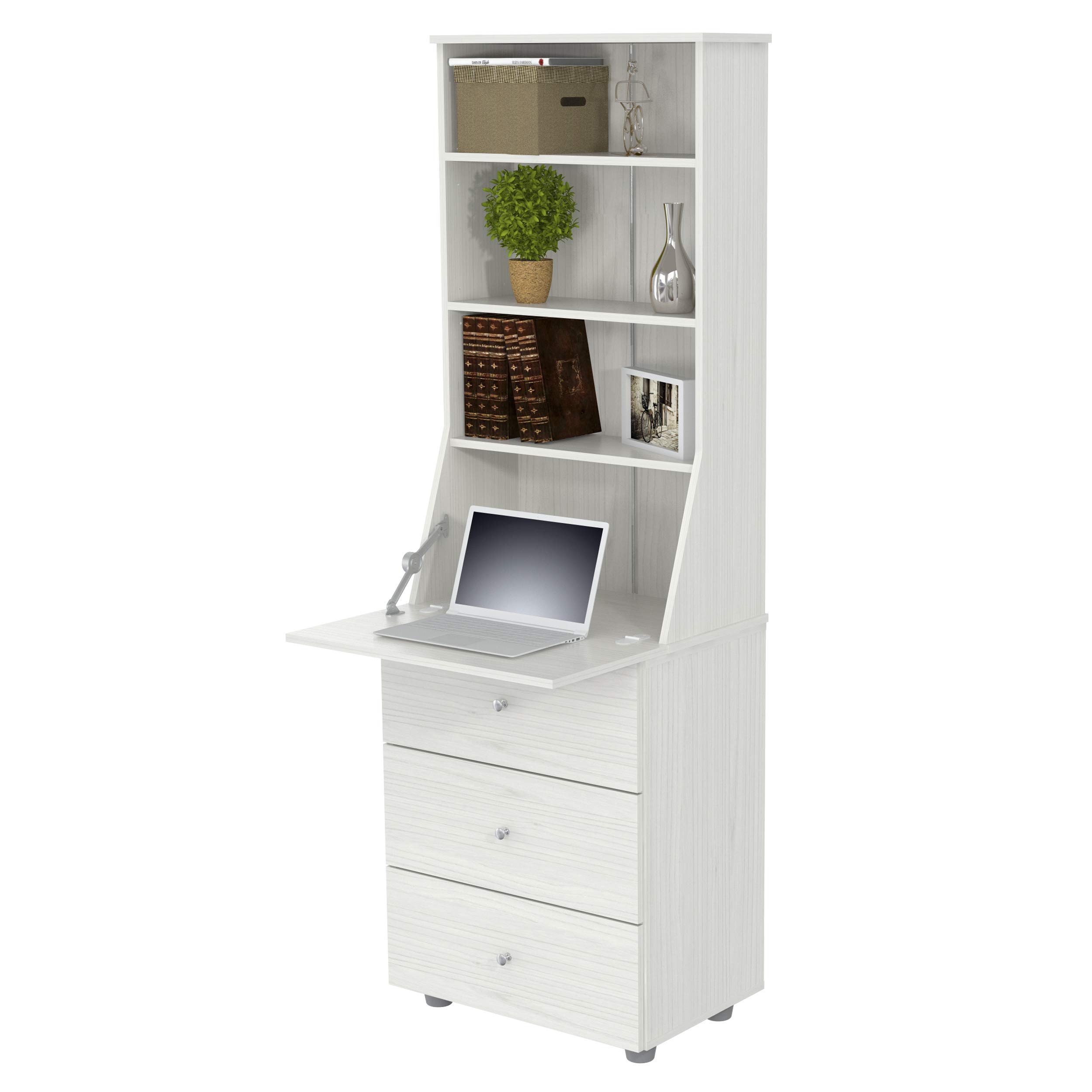 Modern Inval Computer Credenza Work Center - Washed Oak Finish for Home Office & Workspace Organization | Perfect for Desks, Storage & Office Decor