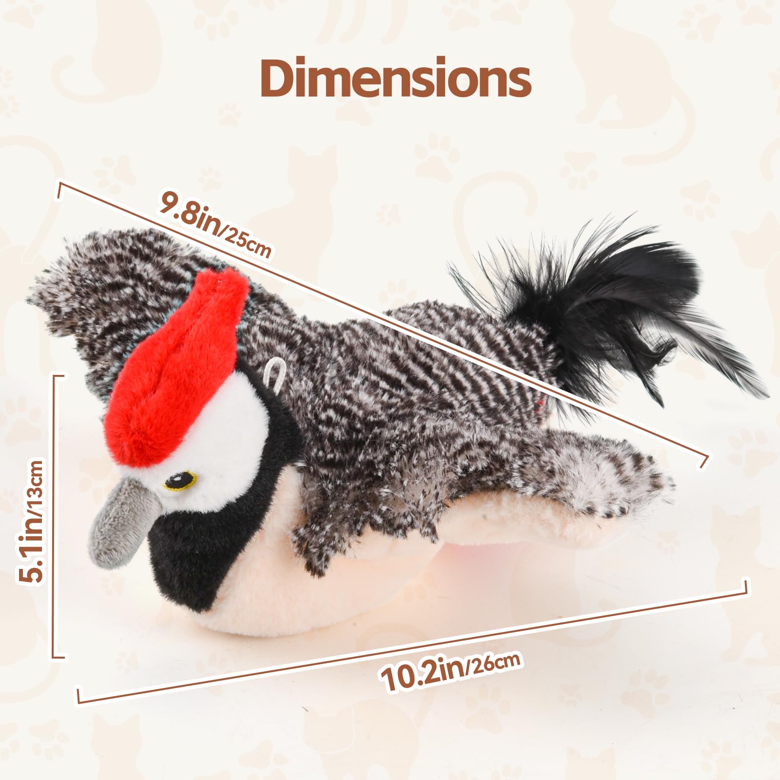 Interactive Flappy Bird Cat Toy with Chirping Sounds & Flapping Wings - Plush Woodpecker Kitten Exercise Toy for Indoor Cats - Perfect for Playtime, Hunting Instinct Stimulation & Catnip Fun