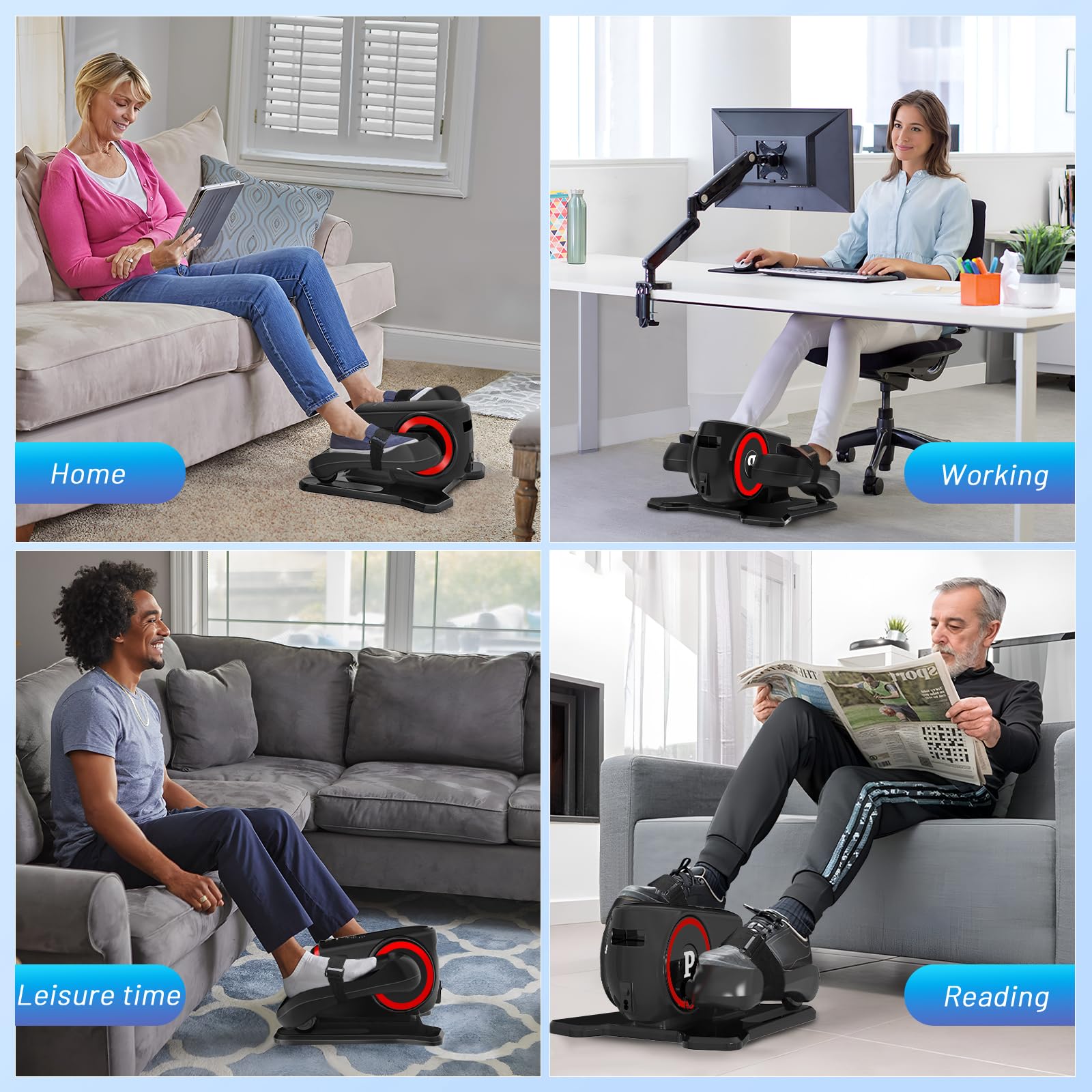 Under Desk Elliptical Machine - Bluetooth Speaker, 12 Speed Adjustable Leg Exerciser with Remote Control & LCD Touchscreen | Auto/Manual Modes | Perfect for Seniors, Office Workers & Home Workouts