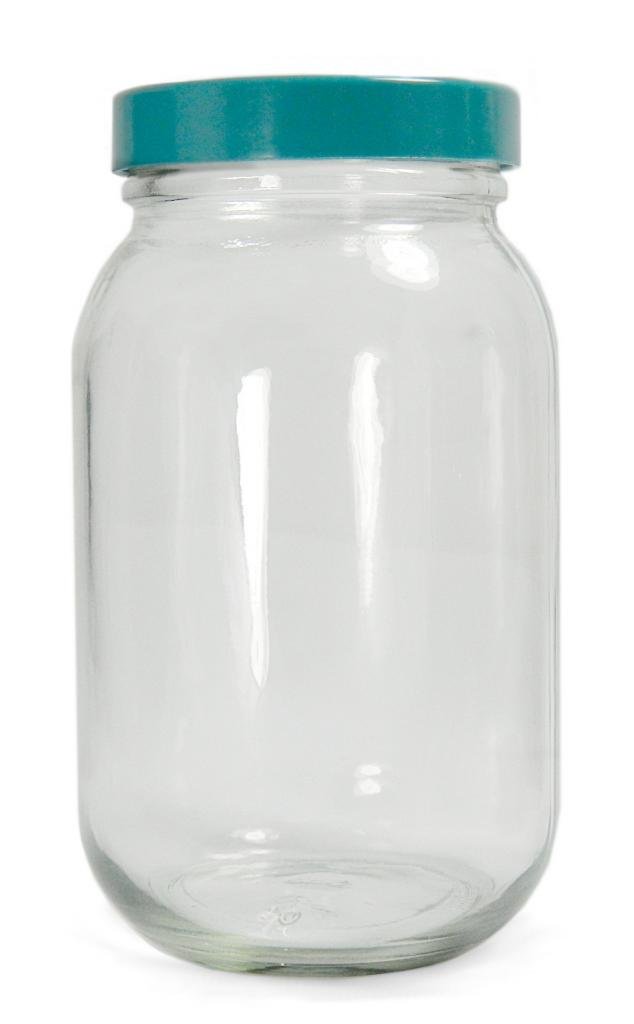 GLC-01833 Type III Glass Wide Mouth Bottle with Green Thermoset F217 & PTFE Lined Cap - 960ml (94mm x 151mm) - Pack of 12 - Ideal for Laboratory, Chemical Storage & Home Brewing Applications