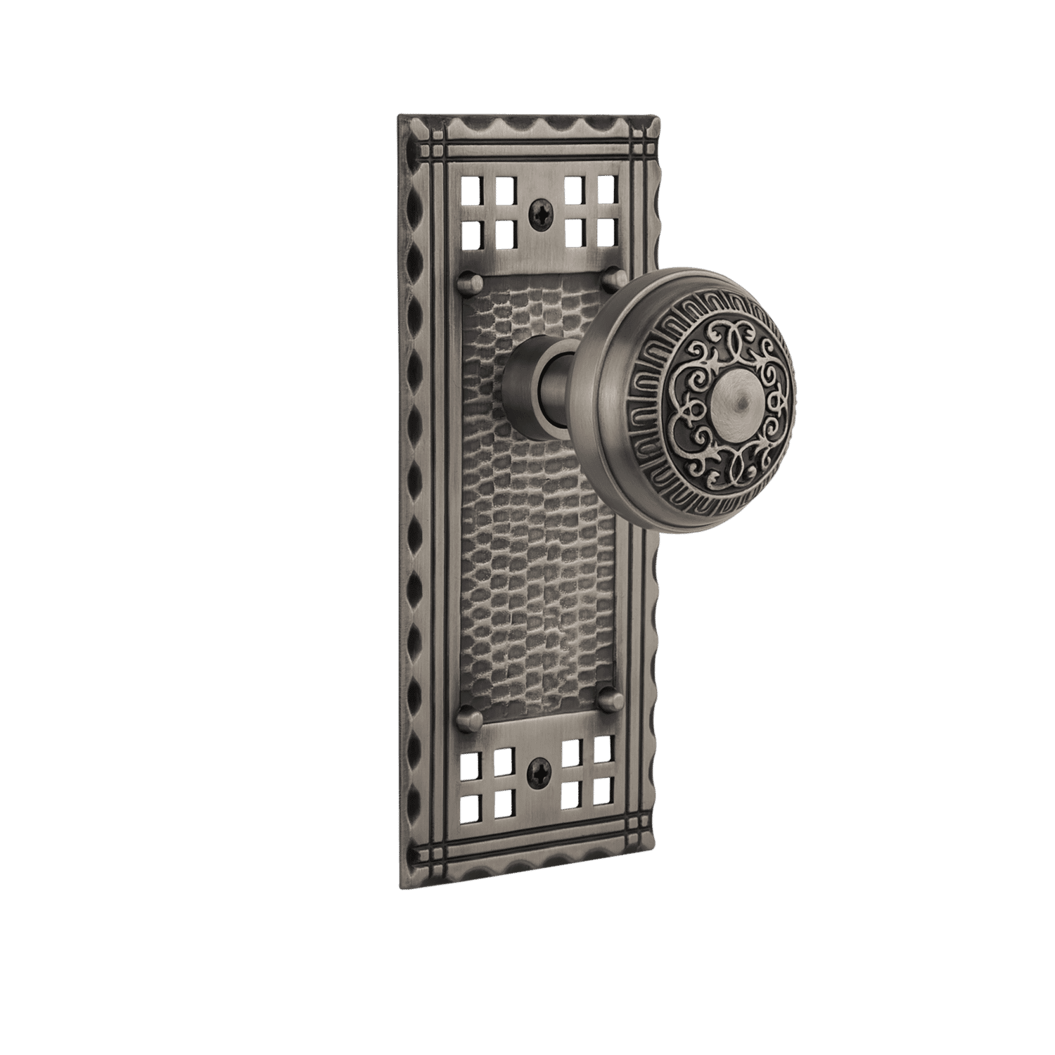 Craftsman Long Plate with Egg & Dart Knob in Antique Pewter - Vintage Style Cabinet Hardware for Kitchen, Bathroom & Furniture - Perfect for Drawers, Cabinets & Home Decor