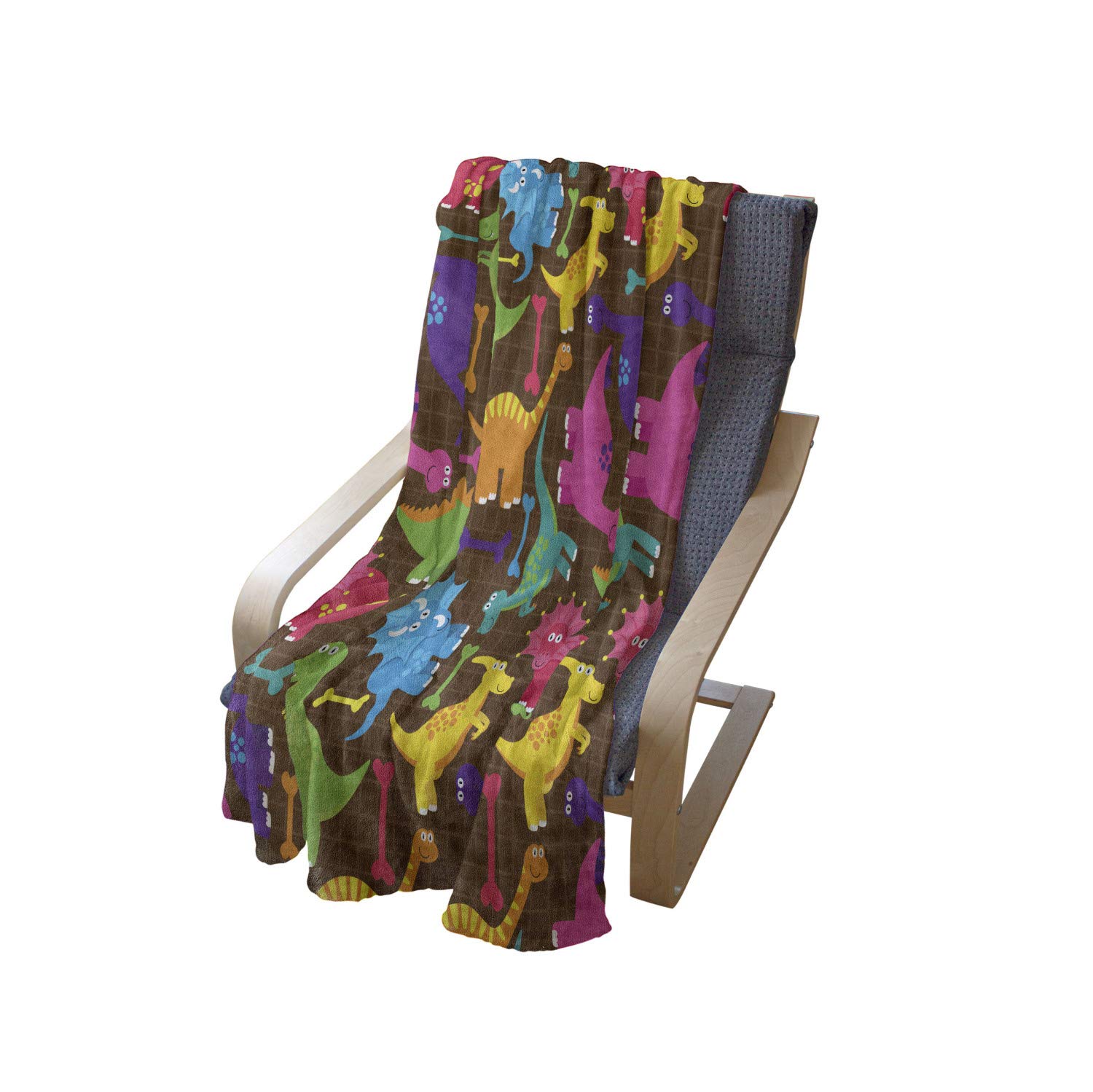 Ambesonne Tyrannosaurus Dinosaur Throw Blanket - Soft Flannel Fleece Video Game Style Design - 50
