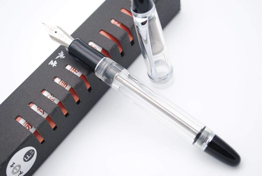 CZXYWST 699 Negative Pressure Vacuum Filling Fountain Pen - Transparent Barrel with Silver Clip, Solid Grip & 0.5mm Fine Nib - Original Gift Box Included - Perfect for Calligraphy, Journaling, and Office Writing