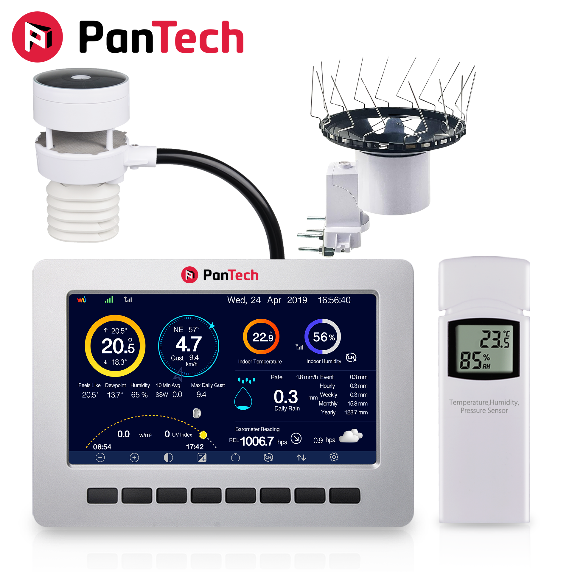 PanTech Wireless Weather Station with WiFi, Ultrasonic Wind Sensor & Solar Power - PT HP2553 - AU Stock - Perfect for Home, Garden & Outdoor Monitoring