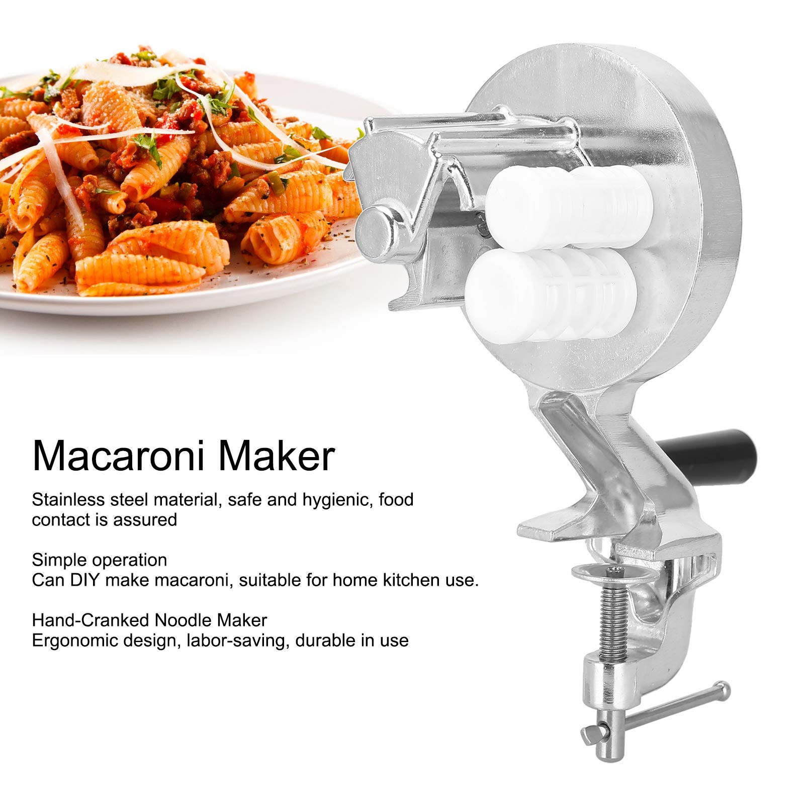 Stainless Steel Manual Pasta Maker Machine - Hand Crank Macaroni & Spaghetti Noodle Press for Kitchen DIY | Lightweight Pasta Press for Homemade Italian Pasta, Ramen & Dumpling Wrappers | Perfect for Home Chefs & Italian Cooking Enthusiasts