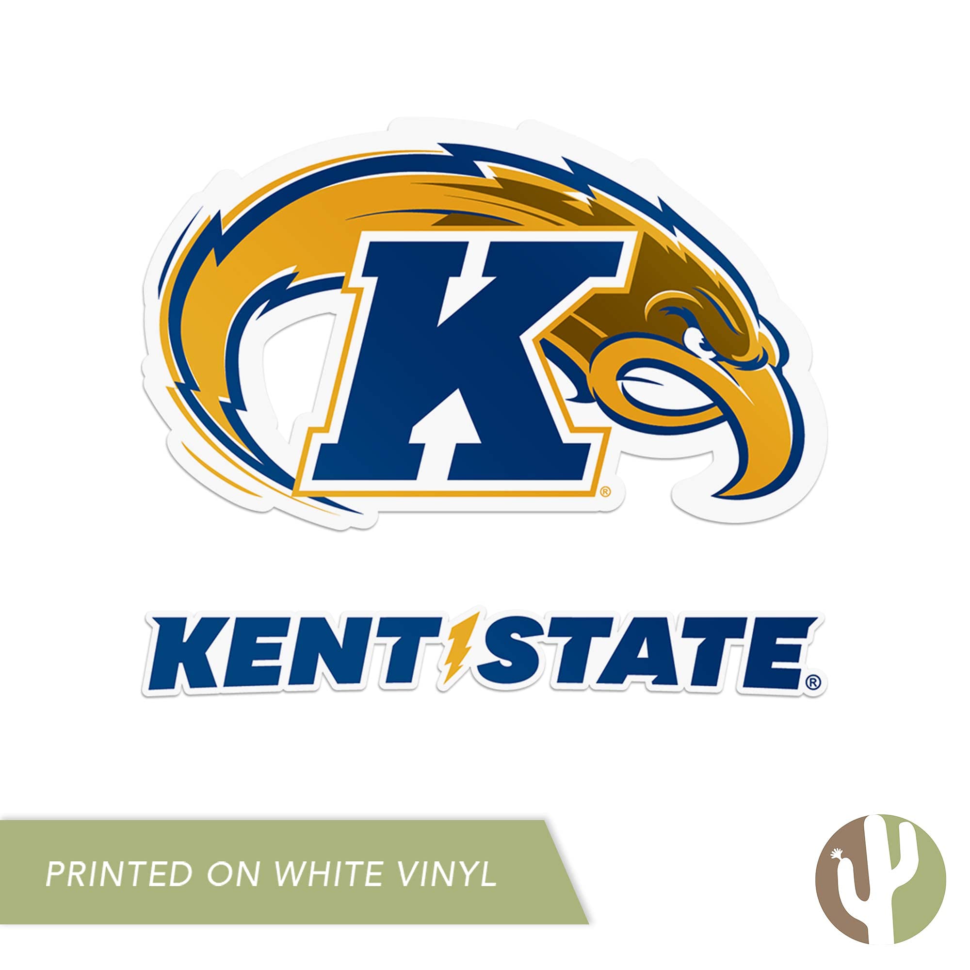 Kent State University Golden Flashes Desert Cactus Vinyl Decal Sticker Set (4 Inch, 8.98x6.93 Sheet) - Perfect for Laptop, Water Bottle, Car, Scrapbook & College Dorm Decor