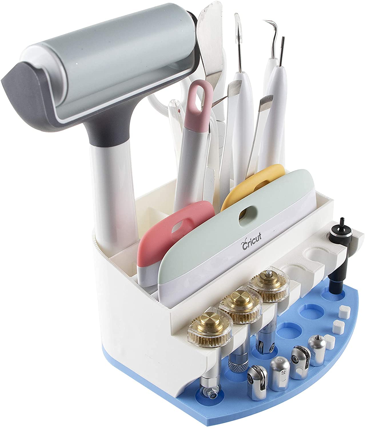 **Blue Cricut Tool Organizer - Blade Holder Caddy for Cricut Maker & Explore - Storage for QuickSwap Tips, DeepCut Blades & Accessories - Perfect for Crafting & Scrapbooking**