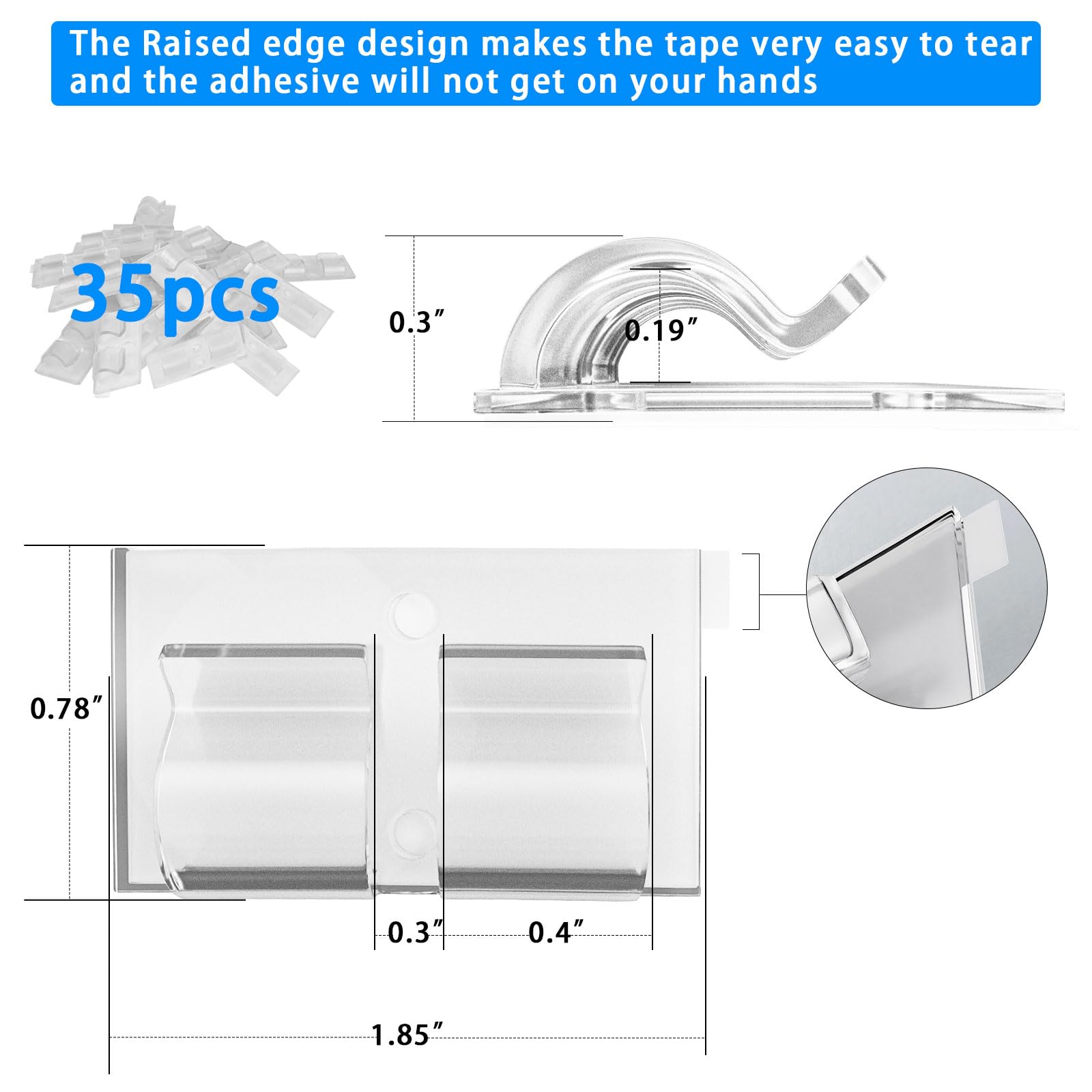 35pcs Outdoor Light Hooks with Adhesive Strips - Heavy Duty Wall Clips for String Lights, Christmas & Halloween Decor - Perfect for Patio, Garden, Wedding and Party Lighting Decorations