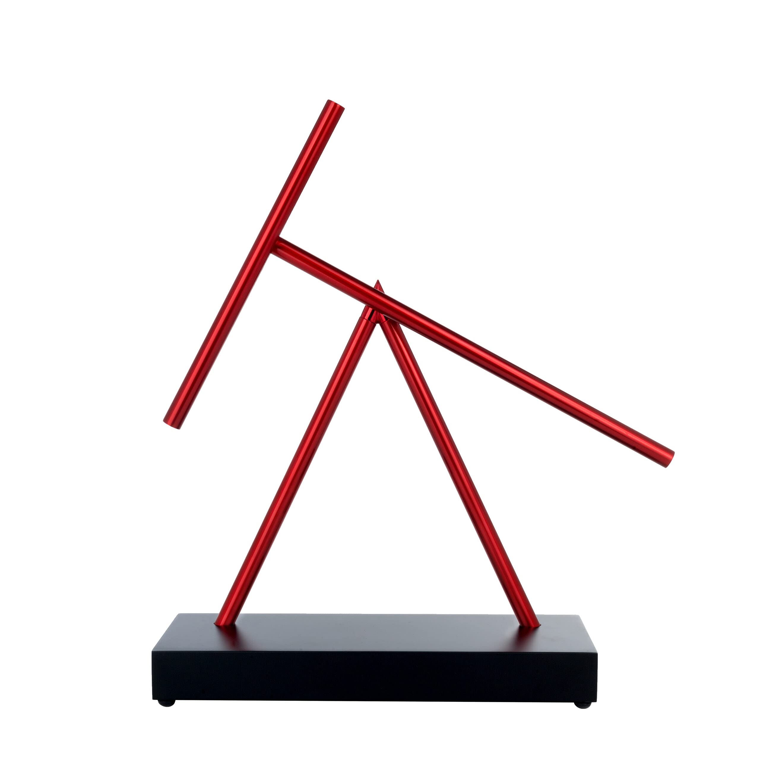 Original Full Size Kinetic Energy Sculpture - Black & Red Metal Art for Home & Office Decor | Modern Abstract Wind-Powered Moving Sculpture for Living Room, Garden, or Workspace