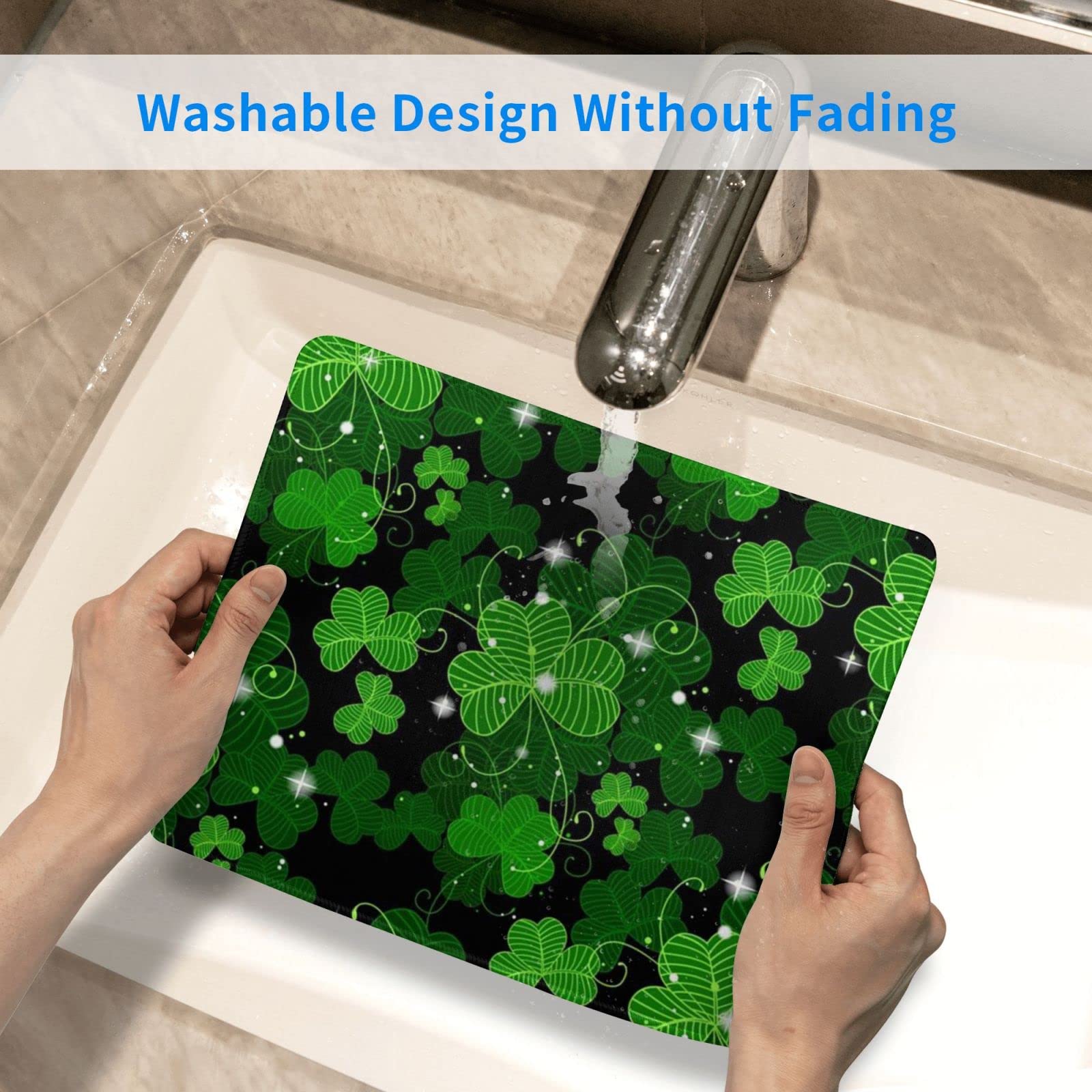 St. Patrick's Day Shamrock Clover Anti-Slip Gaming Mouse Pad - Non-Skid Rubber Base for Laptop, Office & Computer Use - Perfect for Gaming, Work & St. Patrick's Day Decor