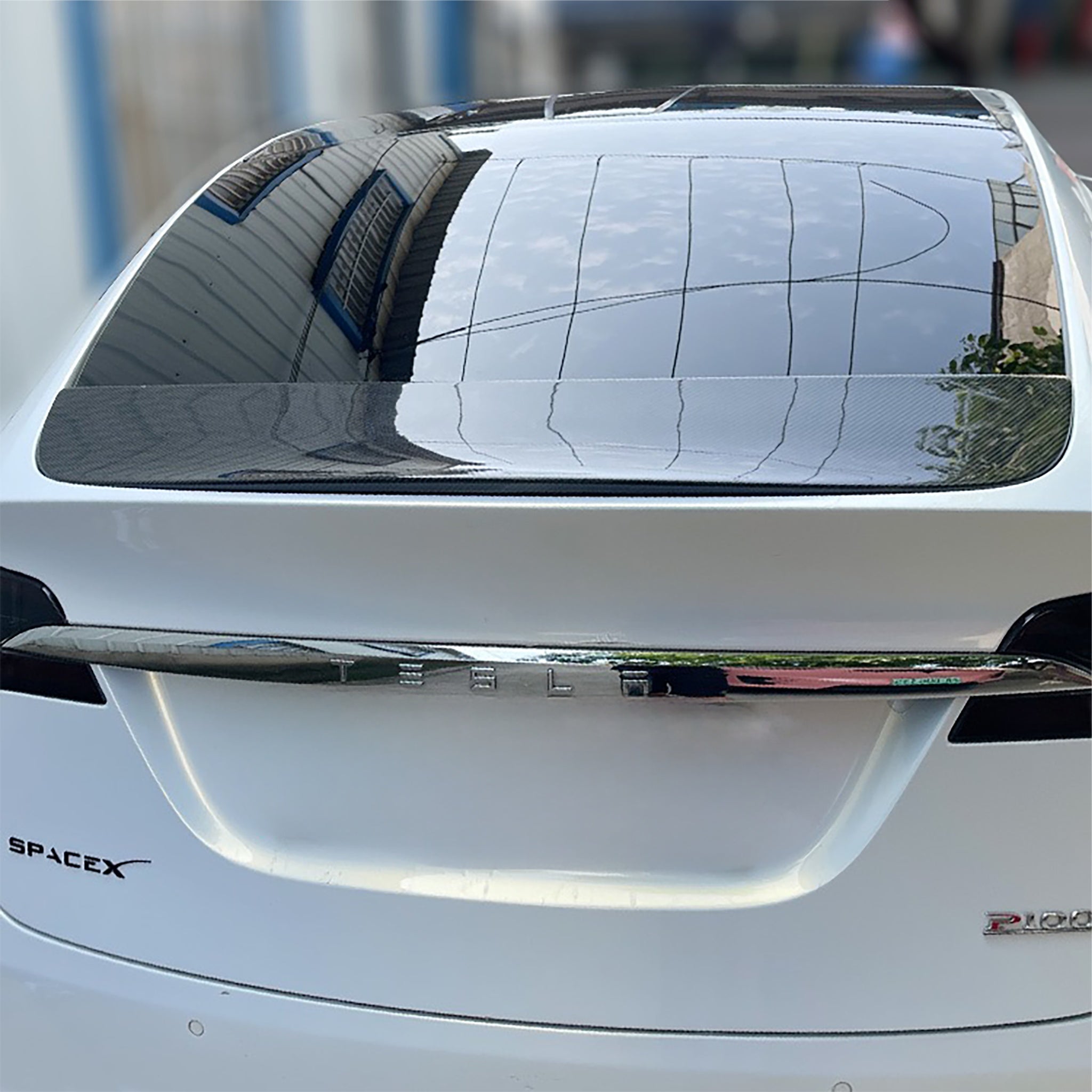 Premium Real Carbon Fiber Model X Wing Spoiler Overlay for Tesla 2016-2025 - Enhance Style & Aerodynamics for Street & Track Performance