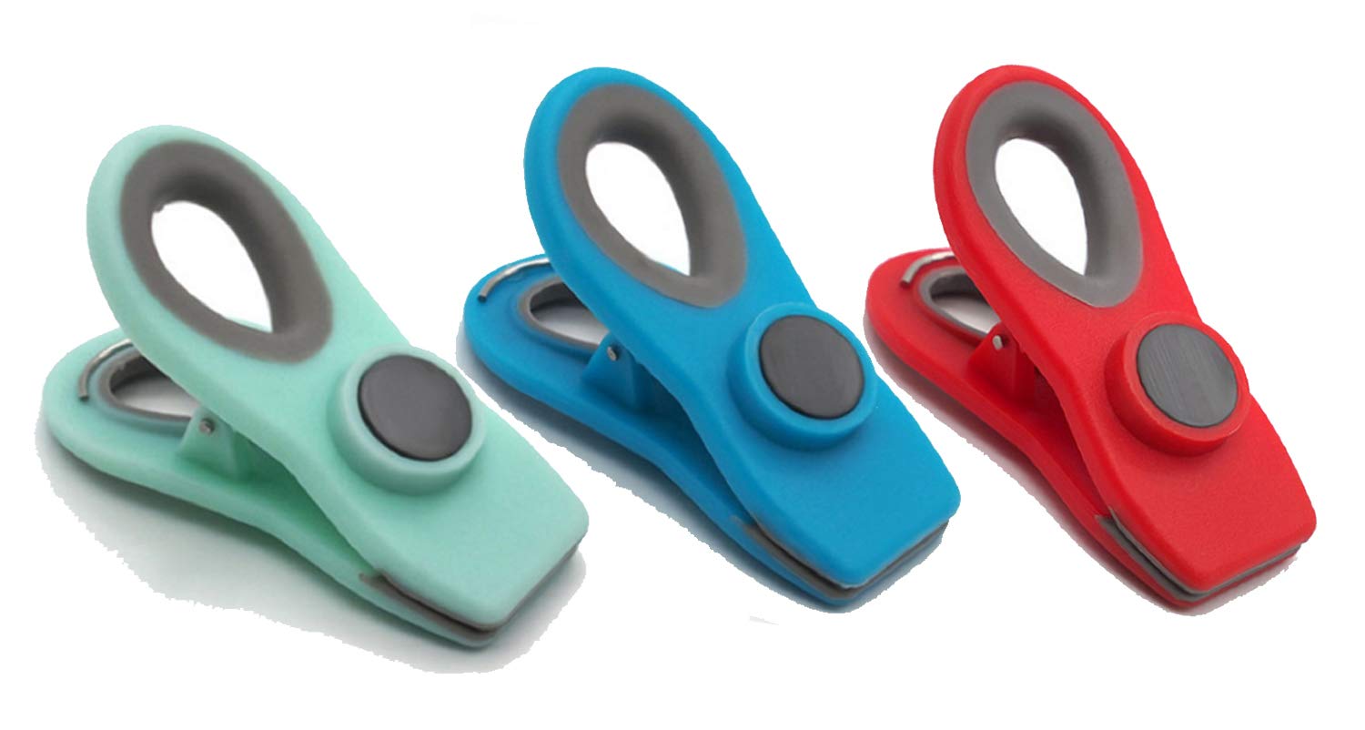 Magnetic Food Storage Clips - 3 Pack Airtight Bag Clips for Bread, Snacks & Chips | Perfect for Kitchen Pantry Organization & Fresh Food Preservation
