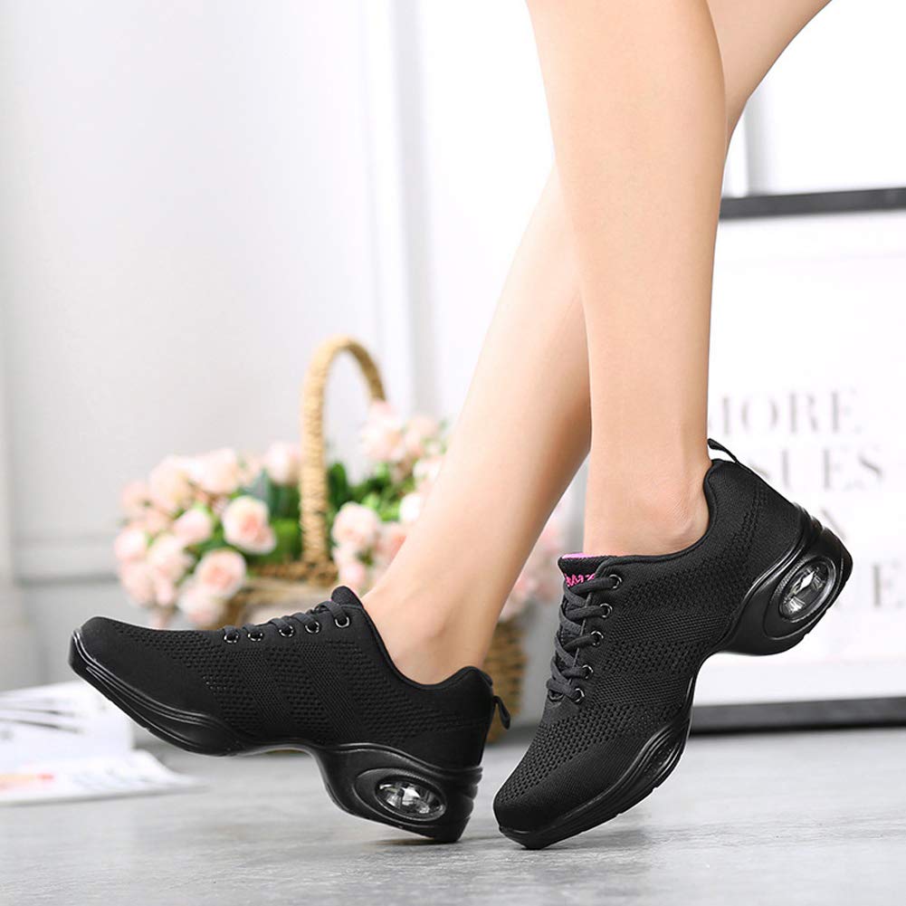 Women's Mesh Split Sole Jazz Dance Sneakers - Breathable Lace-Up Ballroom & Fitness Shoes for Ladies | Perfect for Latin, Salsa, Ballet & Dance Classes