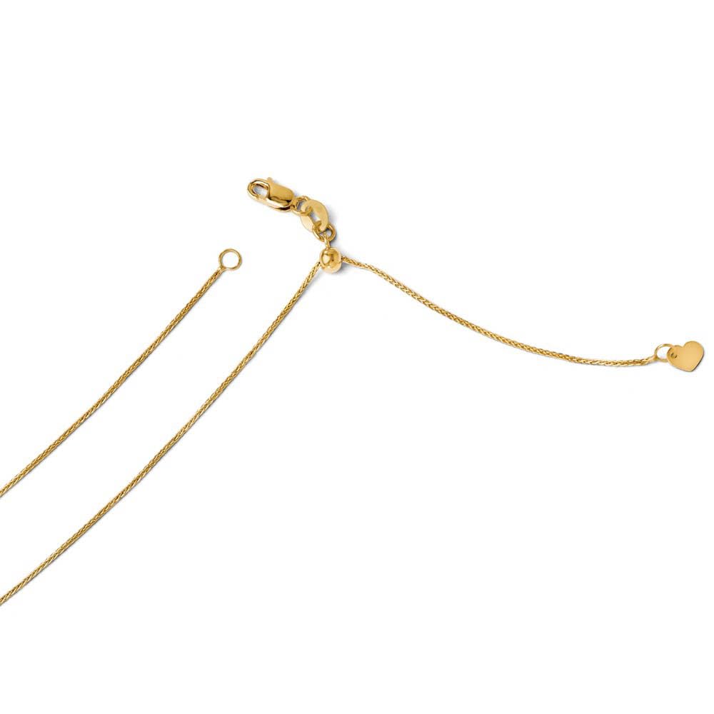 The Black Bow 0.8mm 14k Yellow Gold Adjustable Solid Wheat Chain Necklace - Perfect for Everyday Wear, Gifts, and Special Occasions