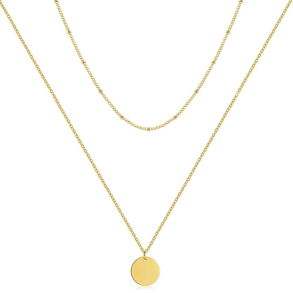 ZMZY Handmade 14K Gold Plated Layered Necklace for Women - Adjustable Multilayer Chain Necklace with Pendant, Elegant Jewelry Gift for Her | Perfect for Daily Wear, Parties, and Special Occasions