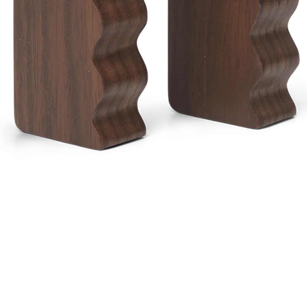 FERM LIVING Unda Hooks Set of 2 - Dark Brown Wall Hooks for Coats, Hats & Bags - Perfect for Entryway, Bedroom & Bathroom Organization