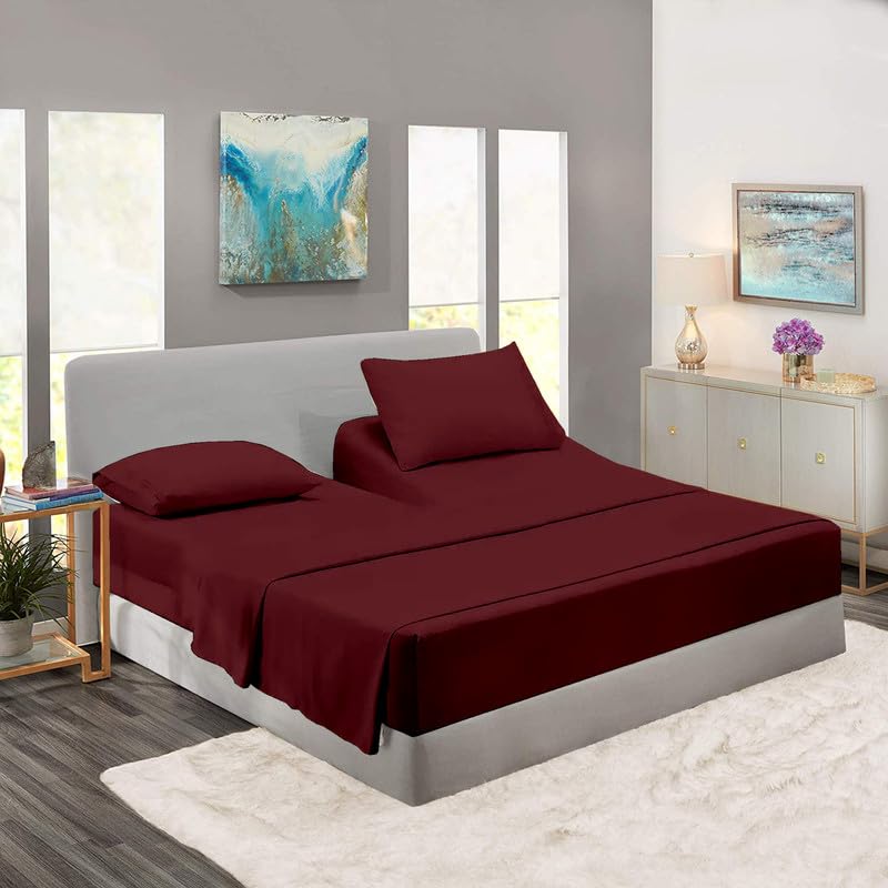 Premium 100% Cotton Split King Sheet Set for Adjustable Beds - 16
