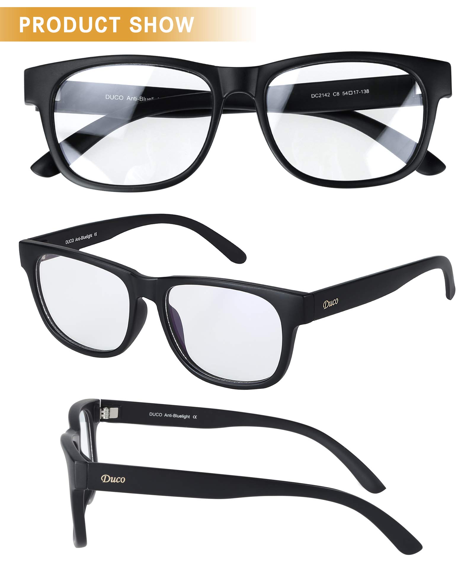 DUCO Blue Light Blocking Glasses for Gamers & Computer Use - Anti Eye Strain, UV Protection Gaming Glasses for PC, Phone & Digital Screen Use