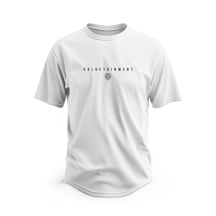 Valuetainment Premium Curved Hem White Short Sleeve T-Shirt for Men - Comfortable Casual Wear for Everyday Outfits & Summer Fashion