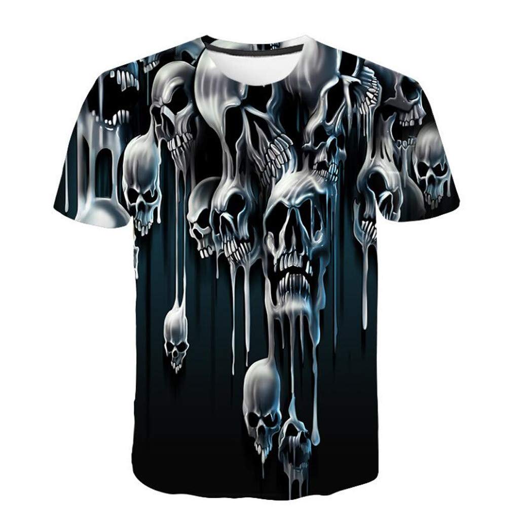 Big and Tall Men's Skull Print T-Shirt - Hip Hop Graphic Tee for Summer - Casual Short Sleeve Blouse Top | Perfect for Streetwear, Concerts, and Everyday Fashion