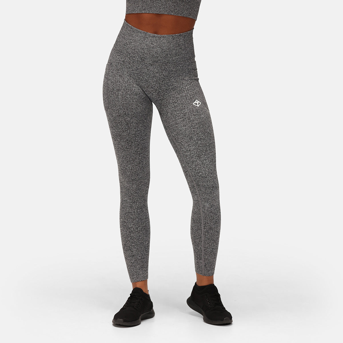 High-Waisted Charcoal Ribbed Seamless Leggings for Women - Tummy Control Yoga Pants, Workout Leggings for Running, Gym & Lounge Wear