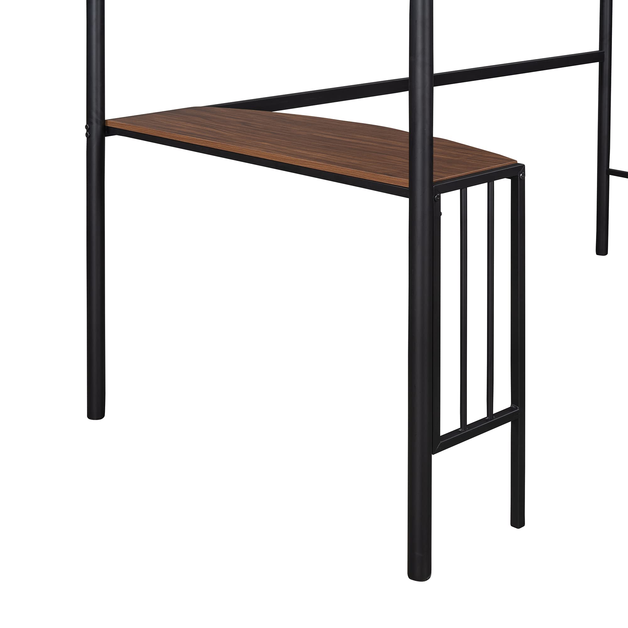 Harper & Bright Designs Twin Size Metal Loft Bed with Study Desk, Ladder & Safety Guardrails - Space Saving Bed for Kids, Teens & Adults - Perfect for Small Rooms, Dorms & Apartments (Black)