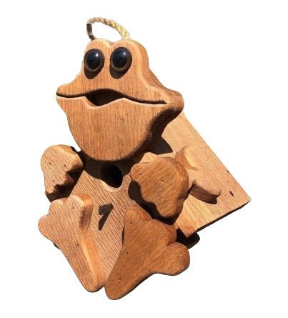 Rustic Frog Birdhouse - Handmade Amish Wooden Mushroom House for Garden Decor | Outdoor Bird Feeder & Nature-Themed Yard Ornament