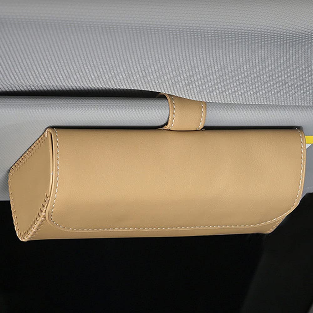 Sunglass Clip Holder for Car Visor - Leather Glasses Storage Case for Eyewear Protection