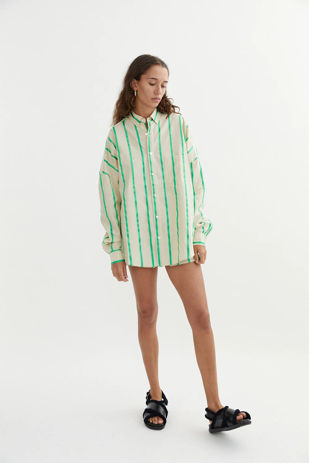 Stylish Fleur Shirt in Green - Women's Floral Print Blouse for Casual & Office Wear | Perfect for Spring Outfits & Professional Looks