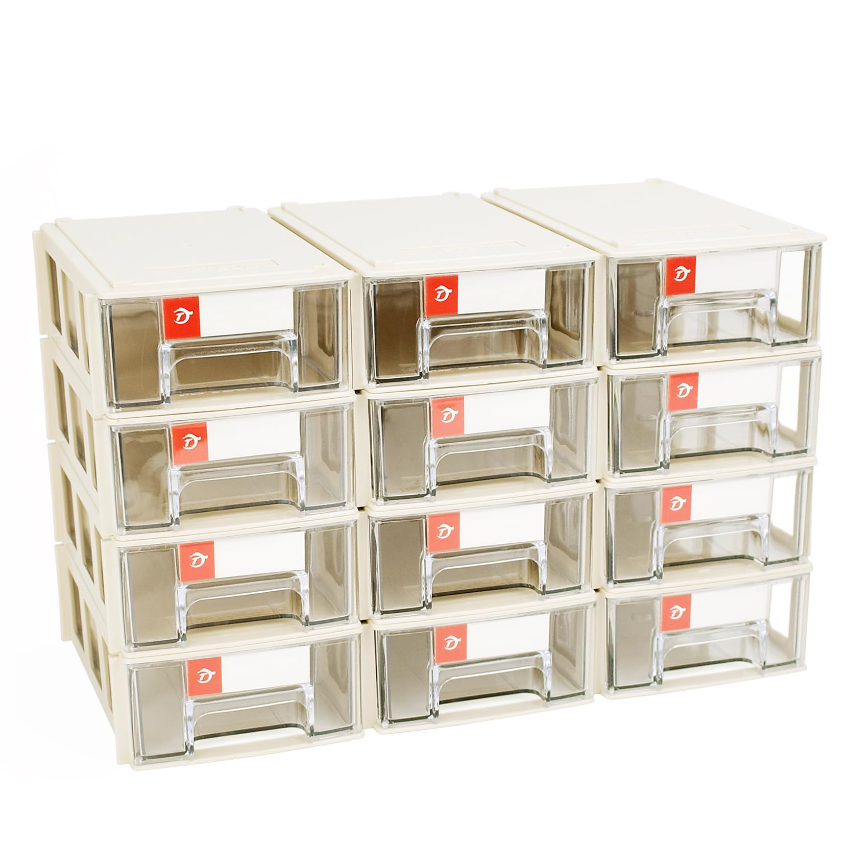 12 Pack Clear Plastic Drawer Organizer for Small Parts - Desk Storage Container for Screws, Legos, Art Supplies, Beads & Hair Accessories | Perfect for Craft Rooms, Workshops & Home Organization