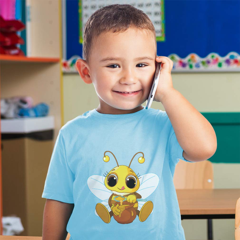 Adorable Bee with Honey Pot Toddler T-Shirt - 100% Cotton Cartoon Animal Print Top for Boys & Girls - Perfect for Playdates, Birthday Parties & Everyday Wear