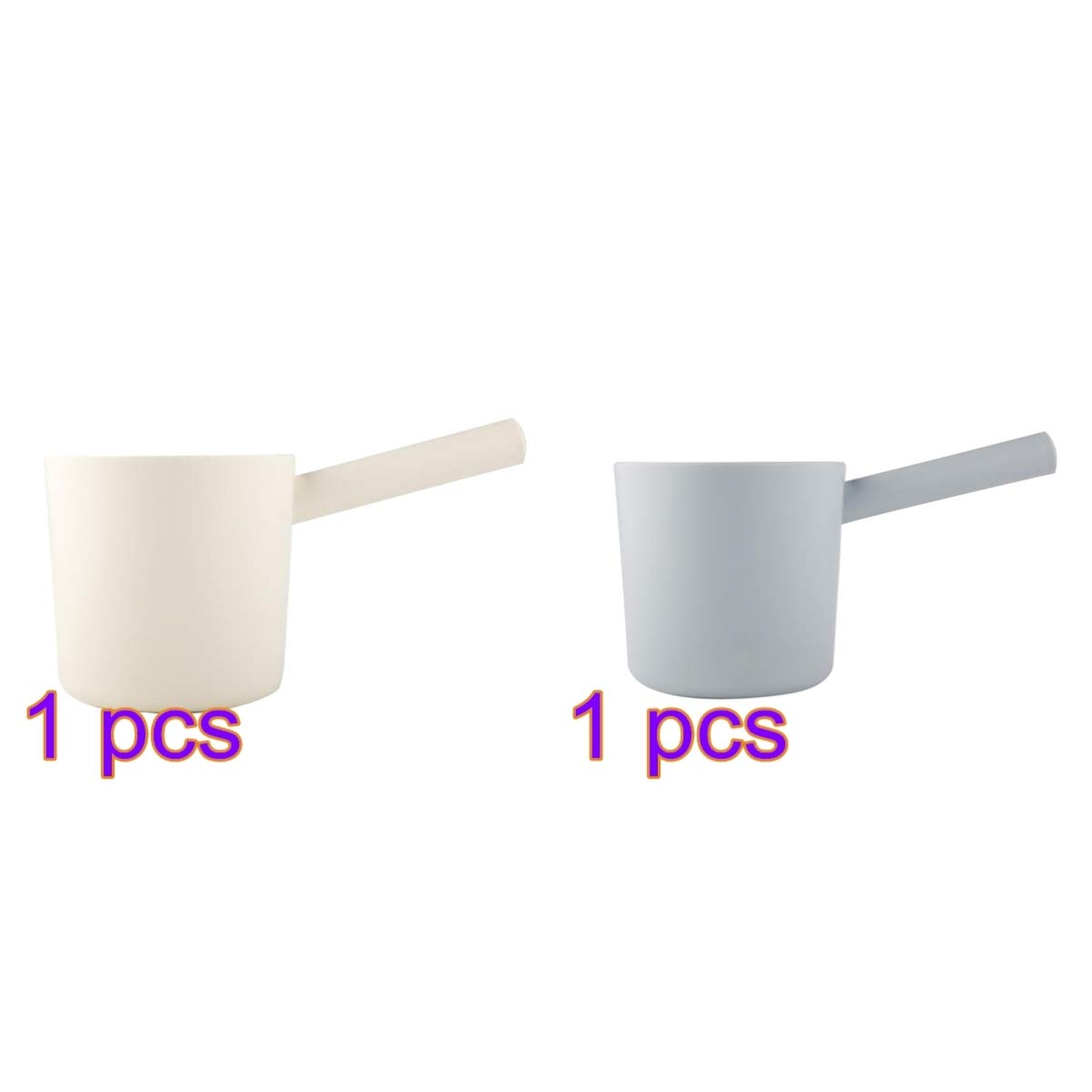 Hemoton 2-Pack Plastic Water Scoop & Ladle Set - Bath Dipper, Shampoo Cup, Kitchen & Garden Accessories (Blue-Gray + White) | Perfect for Bathing Pets, Watering Plants & Household Use