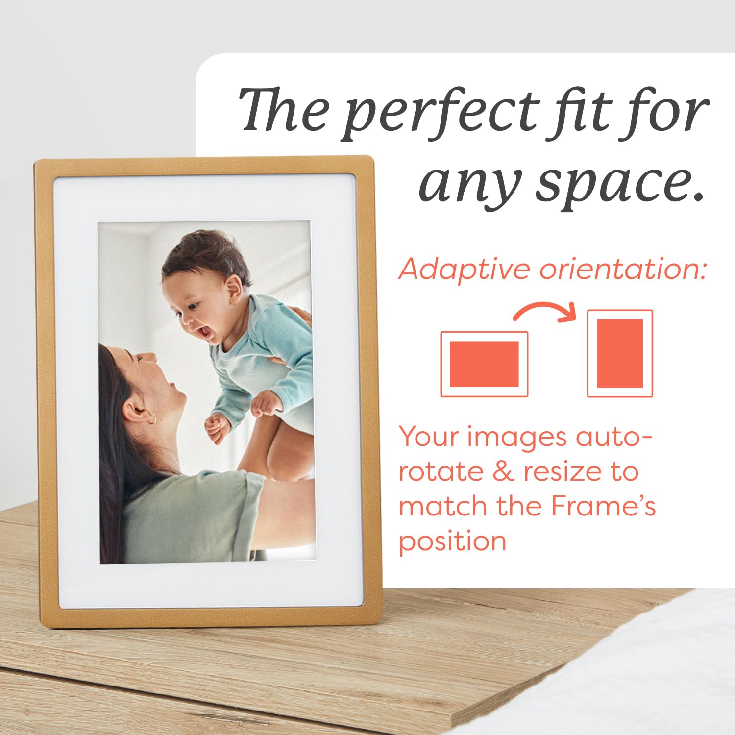 Skylight 10 Inch WiFi Digital Picture Frame - Touch Screen Display, Upload Photos from Phone, Customizable Gift for Family & Friends (Gold) - Perfect for Home Decor, Office Display, and Special Occasions